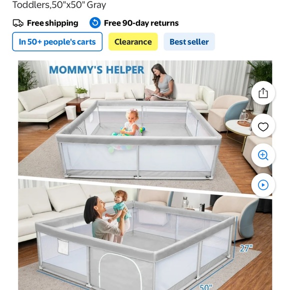 Gray Baby Playpen with Mesh Sides - Picture 5 of 17